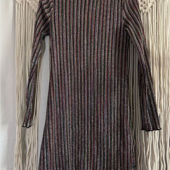 Kimchi Blue Multi-Color Striped Metallic Melody Mini Dress - Size M - Picture 2 of 5